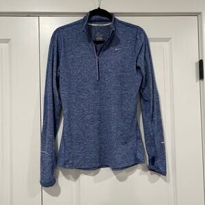 Nike Running Dri Fit Women's Heathered Blue Half‎ Zip Sweatshirt Sz Med